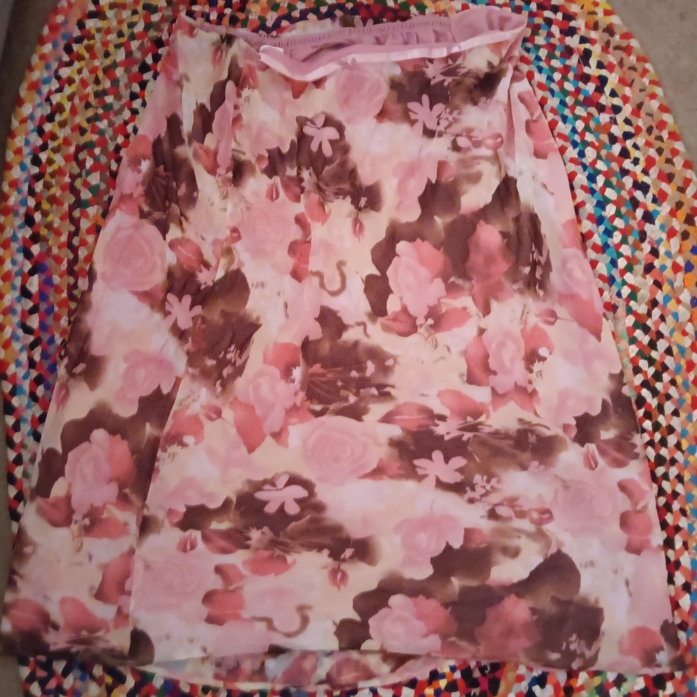 Floral Pink and Brown Skirt